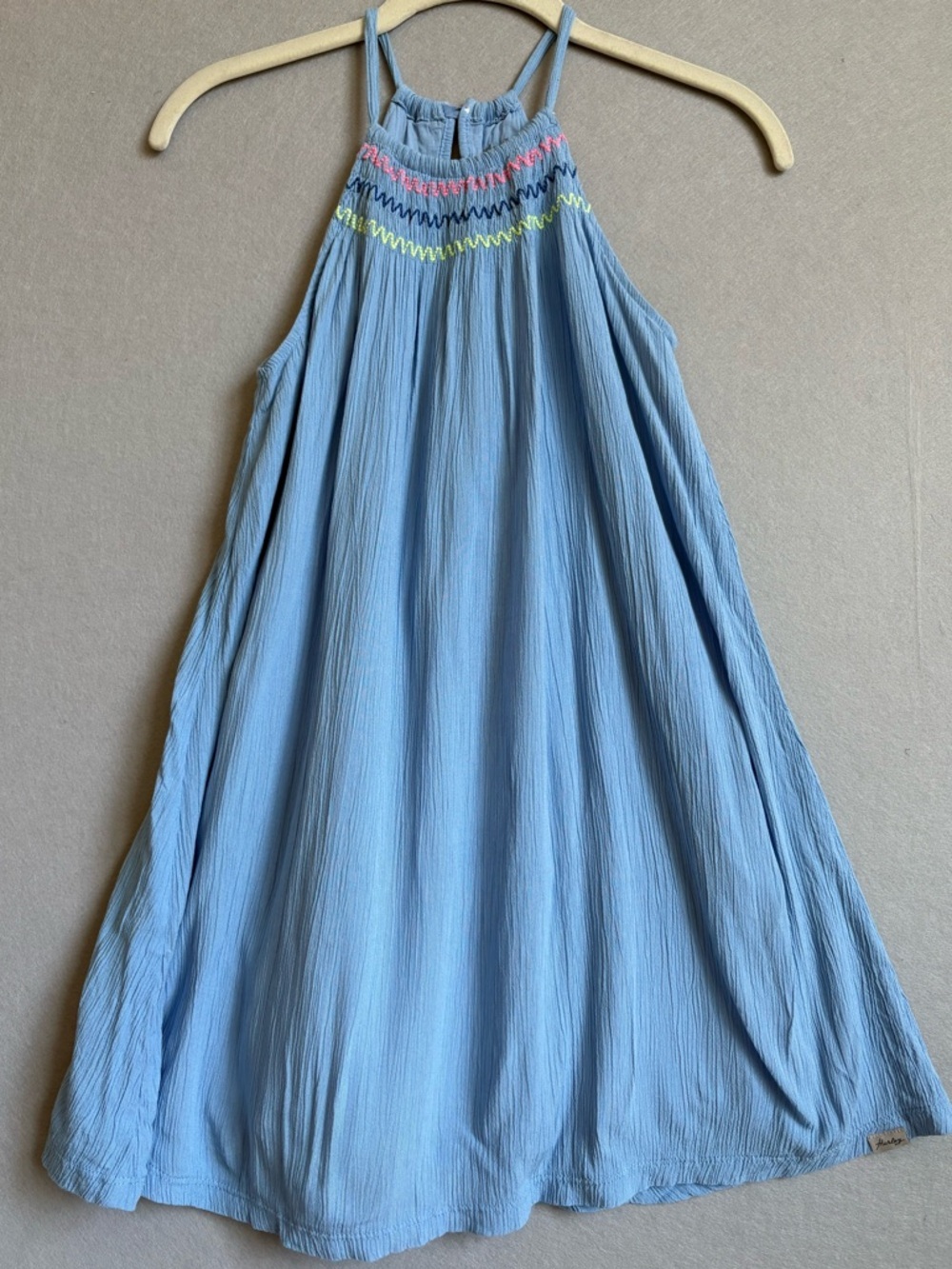 Hurley Light Blue Smocked Halter Girls' Summer Dress sz 10-12 Easy Summer Beach - Picture 2 of 5